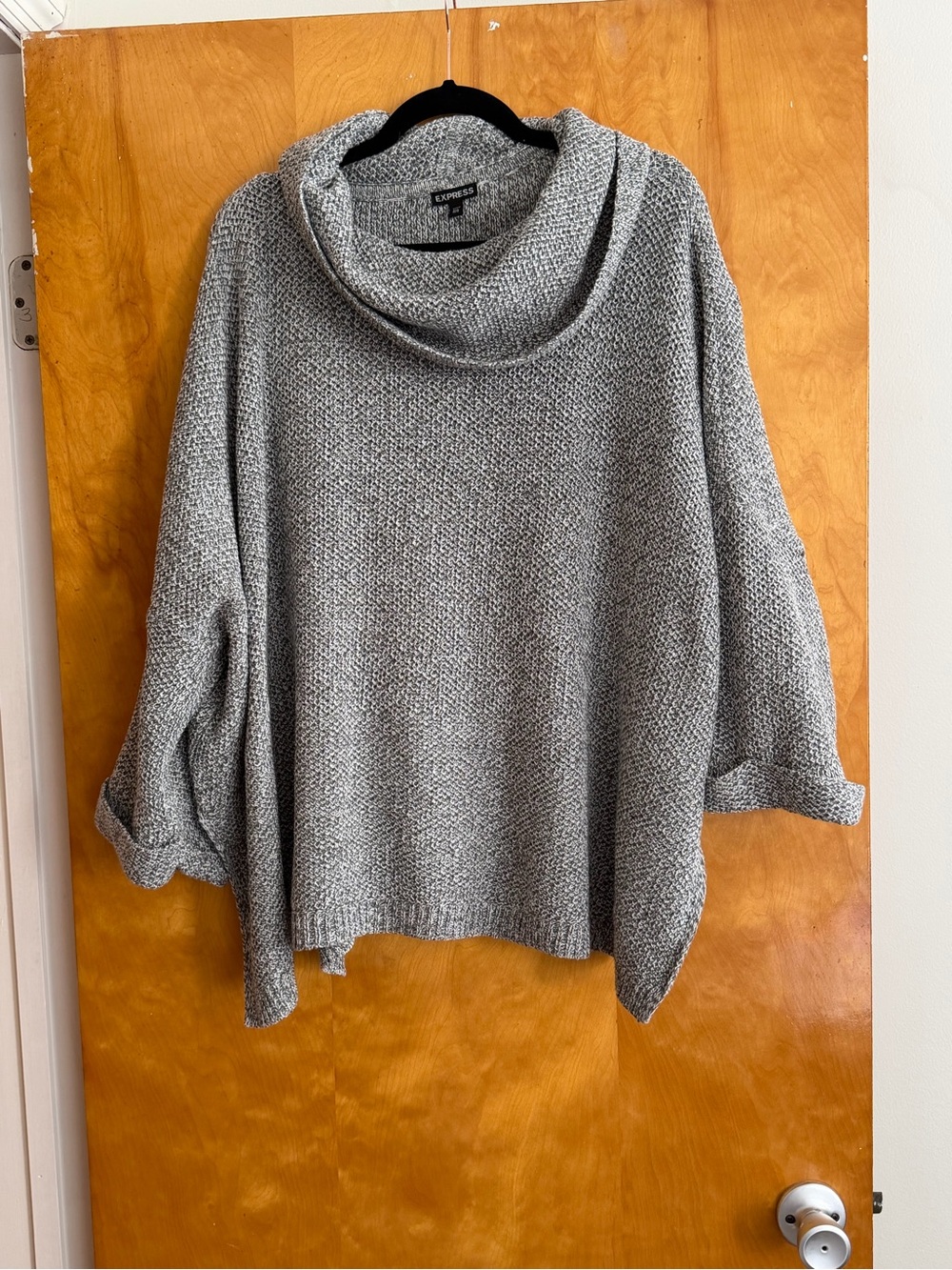 Express Gray Marled Cowl Neck Sweater